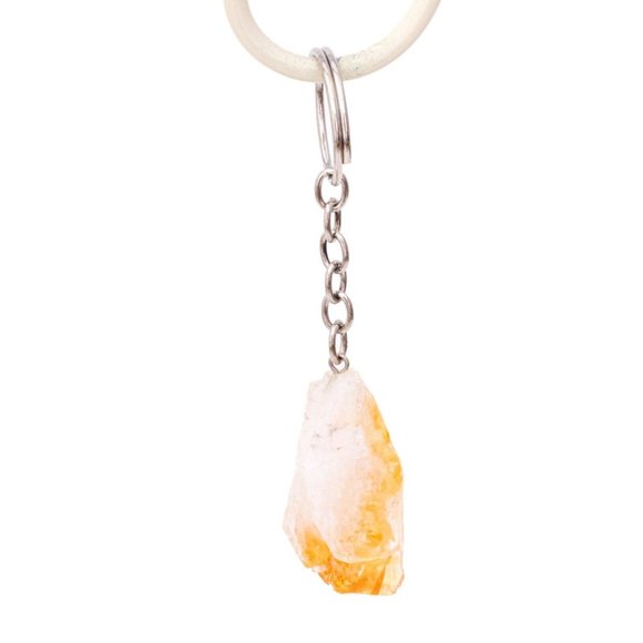 Rough Citrine Point Gemstone Keychain Raw Crystal Metaphysical Shop For Success - Picture 1 of 3